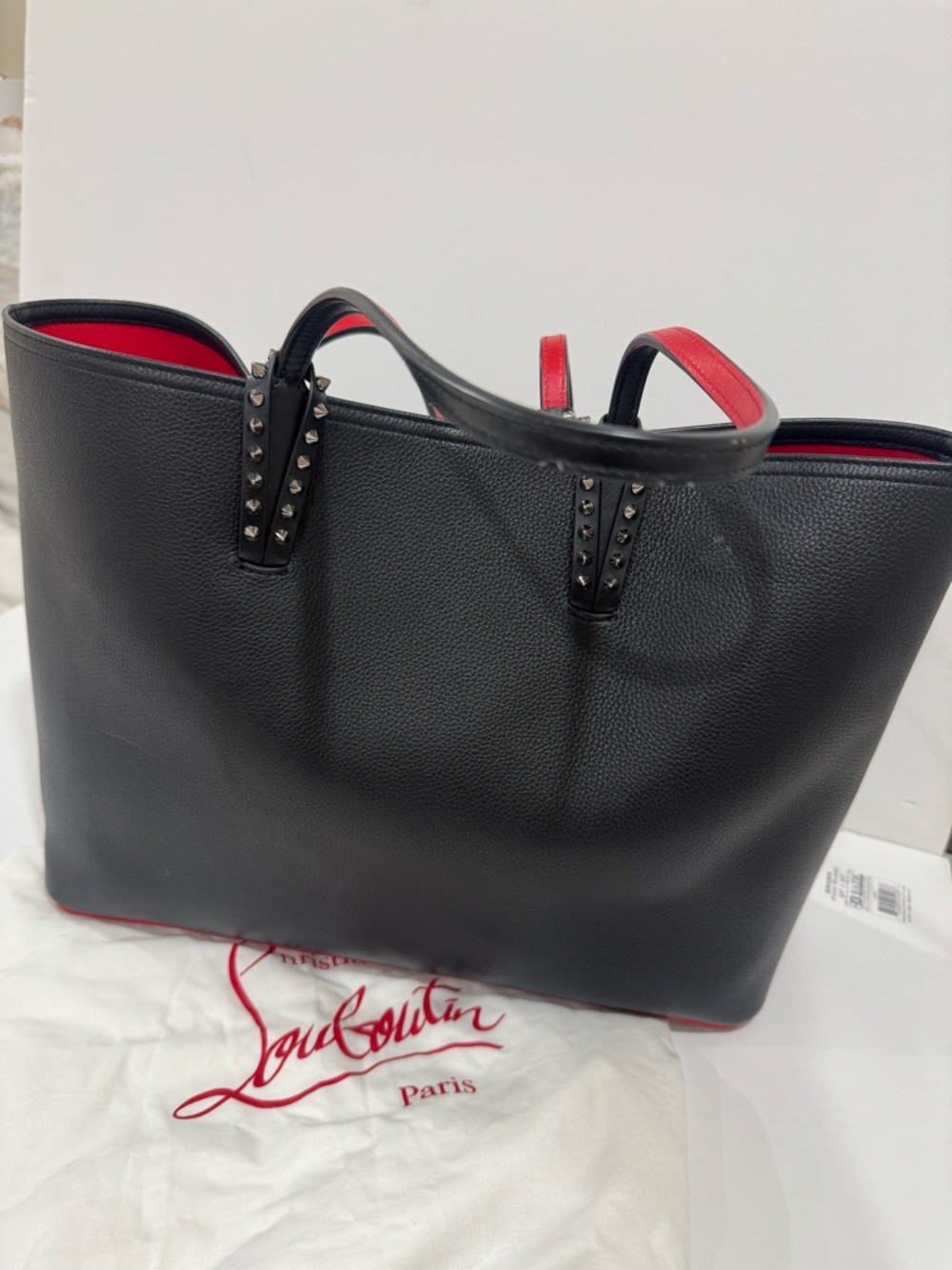 Christian Louboutin Black Leather Tote with Red Accents - Picture 5 of 7